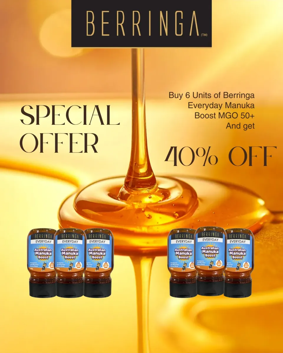 Berringa Everyday Australian Manuka Boost 200+ MGO Miele 400 g 6 Pezzi