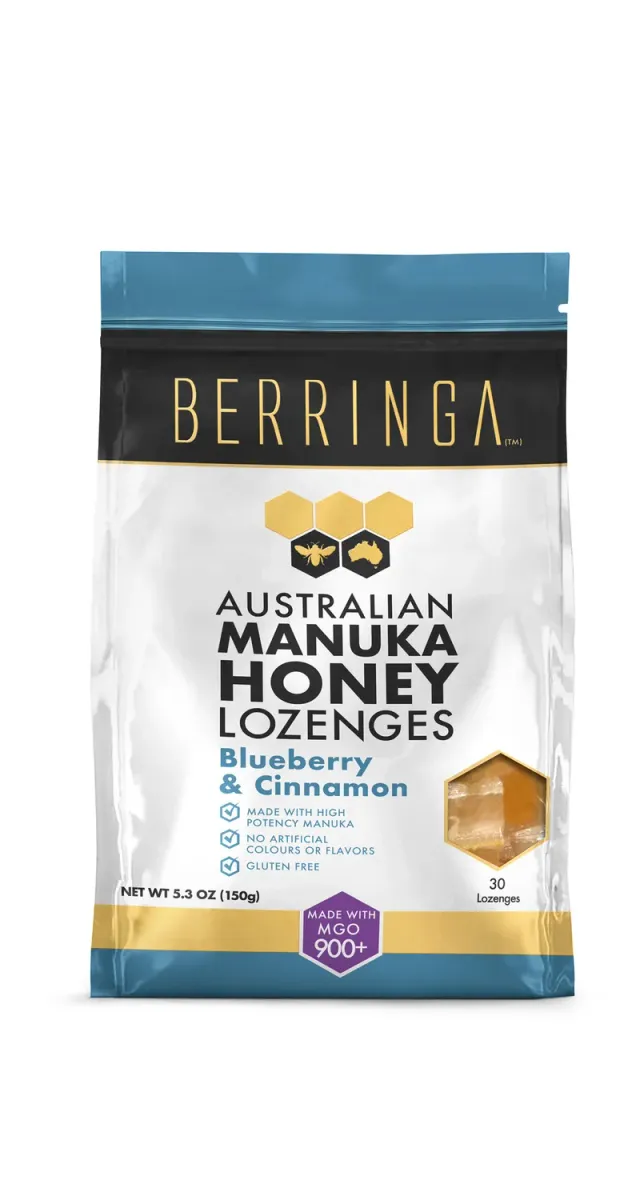 Berringa Manuka Lozenges Mirtillo Cannella caramelle MGO 900 30 pezzi