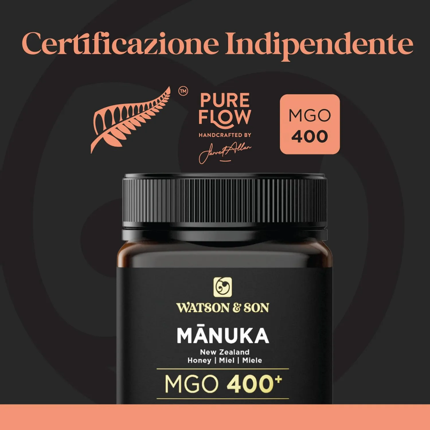 Watson & Son MGO 400 miele Manuka 500 g grezzo