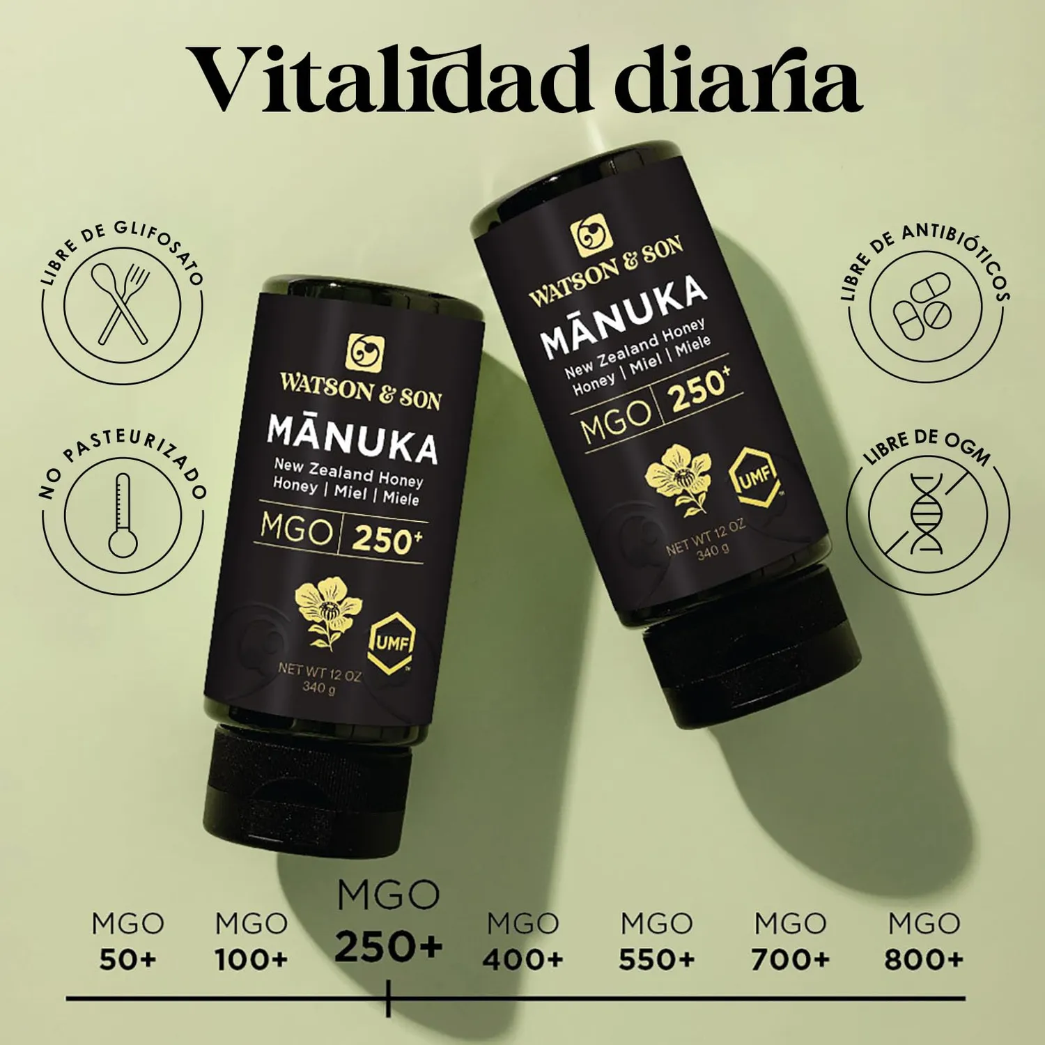 Watson Manuka MGO 250+ miele grezzo squeeze 340g