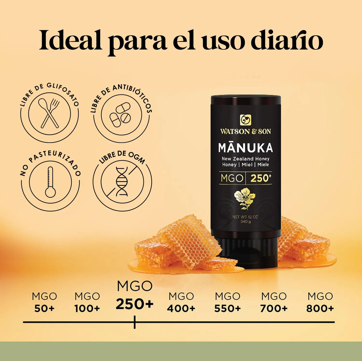 Watson Manuka MGO 250+ miele grezzo squeeze 340g