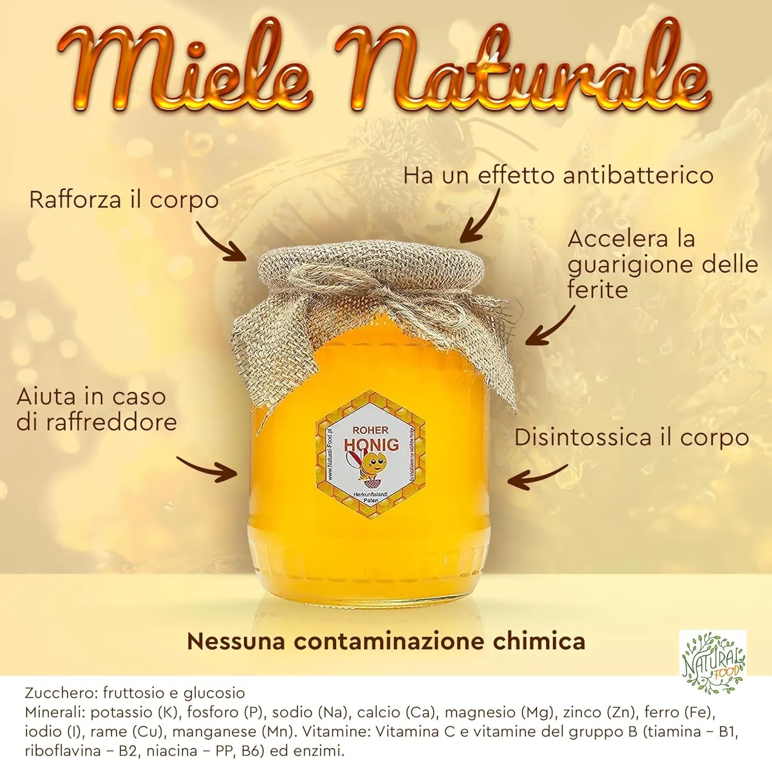Natural Food Miele di Tarassaco Crudo 1,1 kg