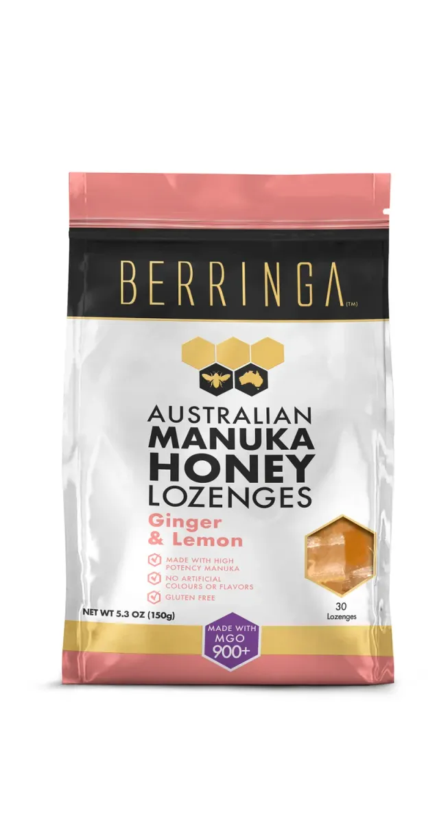 Berringa Manuka Lozenges Zenzero Limone pastiglie MGO 900 30 pezzi
